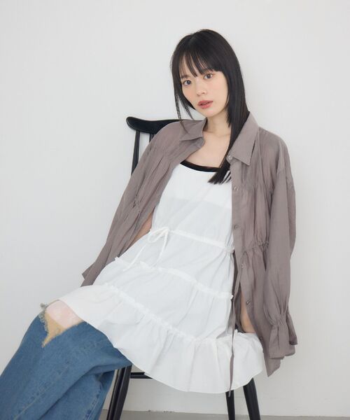 RETRO GIRL（レトロガール）の「フリルティアードキャミOP（ワンピース・レディース・ベージュ/ホワイト/ブラック・FREE）」の12枚目の写真