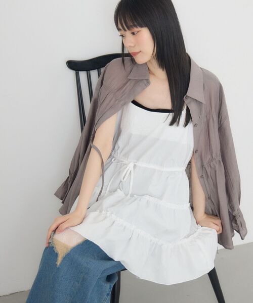 RETRO GIRL（レトロガール）の「フリルティアードキャミOP（ワンピース・レディース・ベージュ/ホワイト/ブラック・FREE）」の13枚目の写真