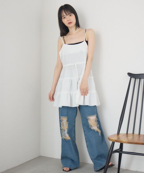 RETRO GIRL（レトロガール）の「フリルティアードキャミOP（ワンピース・レディース・ベージュ/ホワイト/ブラック・FREE）」の14枚目の写真