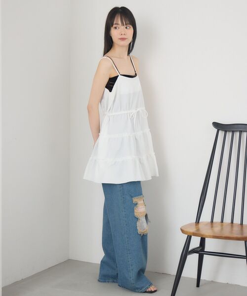 RETRO GIRL（レトロガール）の「フリルティアードキャミOP（ワンピース・レディース・ベージュ/ホワイト/ブラック・FREE）」の15枚目の写真