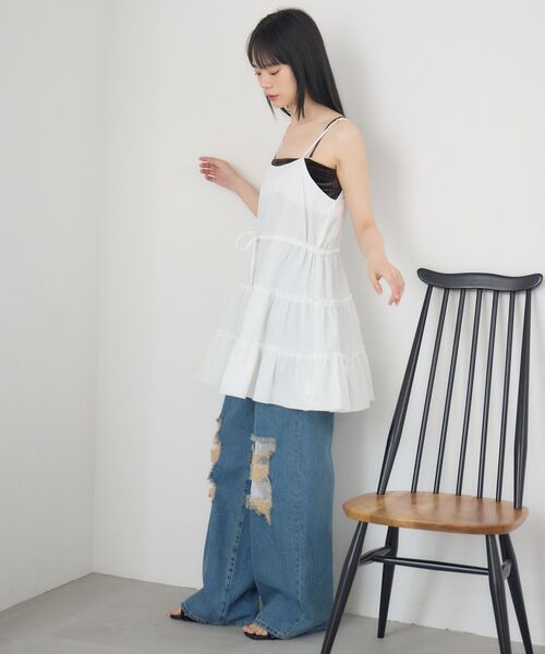 RETRO GIRL（レトロガール）の「フリルティアードキャミOP（ワンピース・レディース・ベージュ/ホワイト/ブラック・FREE）」の17枚目の写真