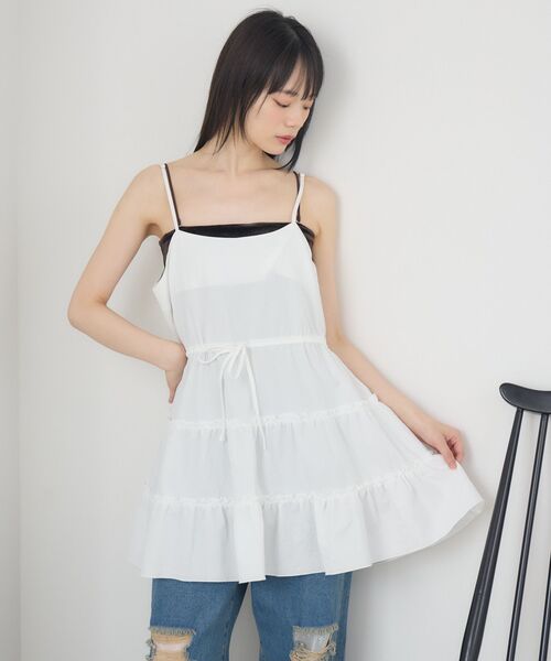 RETRO GIRL（レトロガール）の「フリルティアードキャミOP（ワンピース・レディース・ベージュ/ホワイト/ブラック・FREE）」の18枚目の写真
