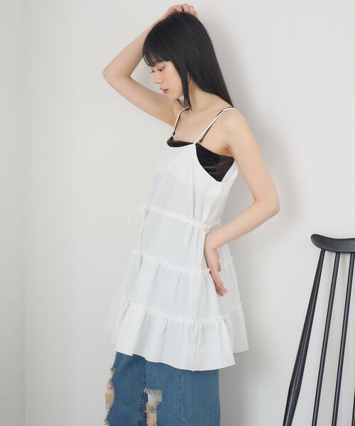 RETRO GIRL（レトロガール）の「フリルティアードキャミOP（ワンピース・レディース・ベージュ/ホワイト/ブラック・FREE）」の21枚目の写真