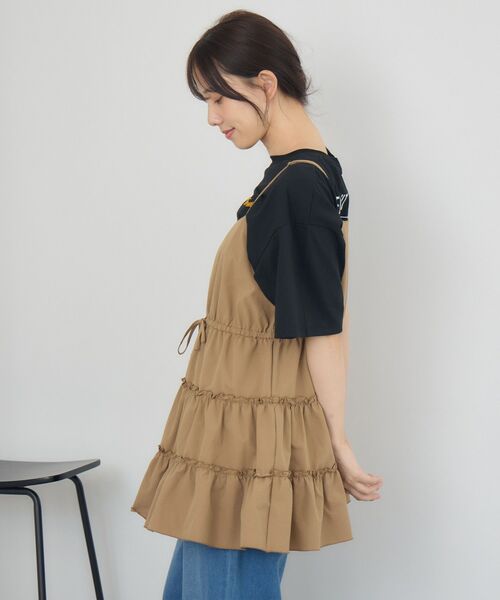 RETRO GIRL（レトロガール）の「フリルティアードキャミOP（ワンピース・レディース・ベージュ/ホワイト/ブラック・FREE）」の5枚目の写真