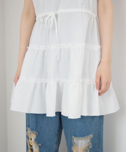 RETRO GIRL（レトロガール）の「フリルティアードキャミOP（ワンピース・レディース・ベージュ/ホワイト/ブラック・FREE）」の9枚目の写真