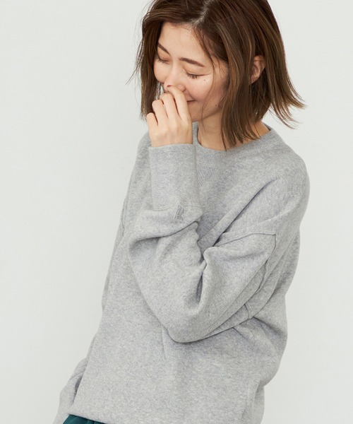SOMETHING(サムシング)の「SOMETHING コットンニットプルオーバー【洗える】(ニット/セーター・レディース・ネイビー/レッド/グレー・FREE)」の2枚目の写真