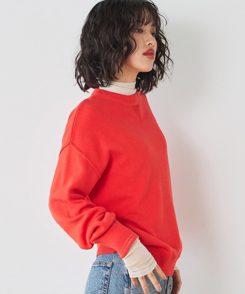 SOMETHING(サムシング)の「SOMETHING コットンニットプルオーバー【洗える】(ニット/セーター・レディース・ネイビー/レッド/グレー・FREE)」の7枚目の写真