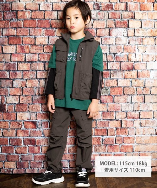 WASK（ワスク）の「タック裾ゴムカーゴパンツ(100~160cm)（カーゴパンツ・キッズ・ベージュ/ブラック・160cm/150cm/140cm/130cm）」の3枚目の写真