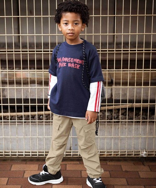 WASK（ワスク）の「タック裾ゴムカーゴパンツ(100~160cm)（カーゴパンツ・キッズ・ベージュ/ブラック・160cm/150cm/140cm/130cm）」の6枚目の写真