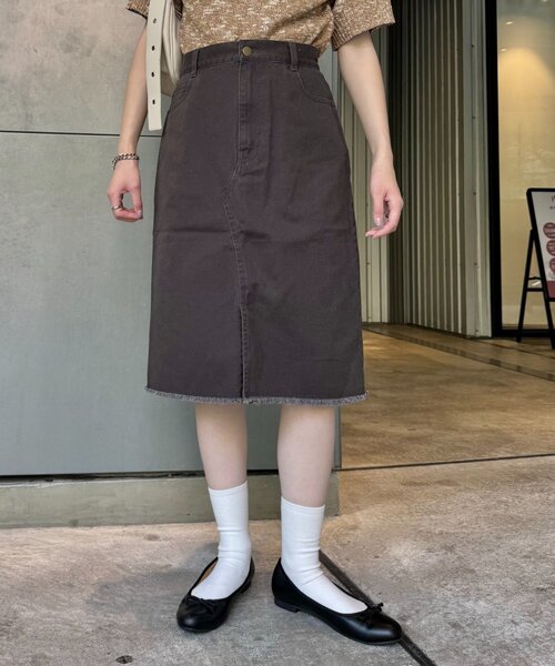 WILLOW（ウィロー）の「■【willow】ミニミモレスカート（スカート・レディース・チャコールグレー/カーキ・SMALL/MEDIUM）」の2枚目の写真