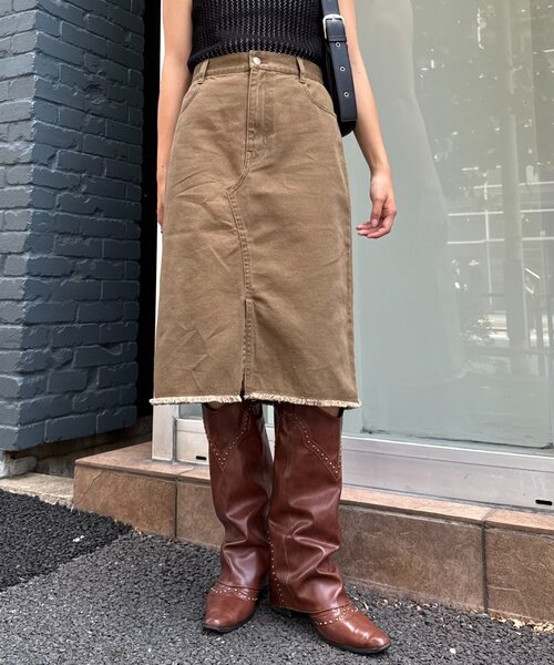 WILLOW（ウィロー）の「■【willow】ミニミモレスカート（スカート・レディース・チャコールグレー/カーキ・SMALL/MEDIUM）」の3枚目の写真