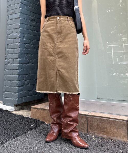 WILLOW（ウィロー）の「■【willow】ミニミモレスカート（スカート・レディース・チャコールグレー/カーキ・SMALL/MEDIUM）」の4枚目の写真