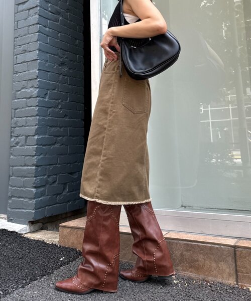 WILLOW（ウィロー）の「■【willow】ミニミモレスカート（スカート・レディース・チャコールグレー/カーキ・SMALL/MEDIUM）」の5枚目の写真