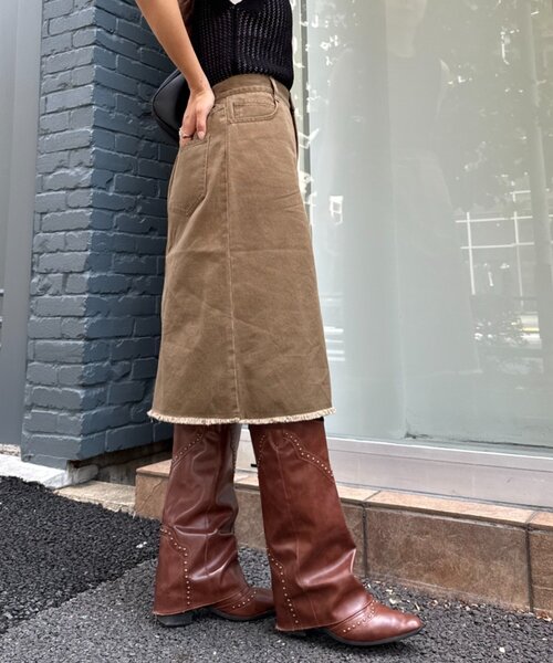 WILLOW（ウィロー）の「■【willow】ミニミモレスカート（スカート・レディース・チャコールグレー/カーキ・SMALL/MEDIUM）」の6枚目の写真