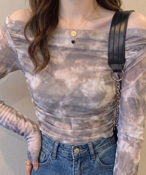 cammie(キャミー)の「タイダイシアートップス(Tシャツ/カットソー・レディース・ベージュ/ブルー・MEDIUM/LARGE)」の2枚目の写真