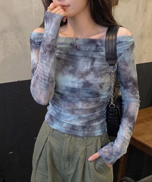 cammie(キャミー)の「タイダイシアートップス(Tシャツ/カットソー・レディース・ベージュ/ブルー・MEDIUM/LARGE)」の4枚目の写真