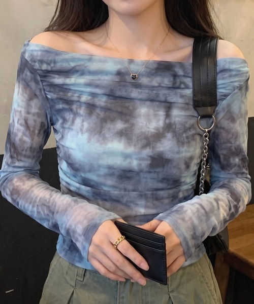 cammie(キャミー)の「タイダイシアートップス(Tシャツ/カットソー・レディース・ベージュ/ブルー・MEDIUM/LARGE)」の5枚目の写真