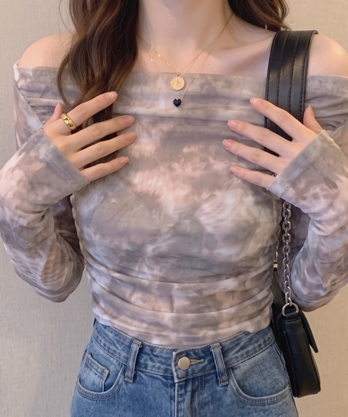 cammie(キャミー)の「タイダイシアートップス(Tシャツ/カットソー・レディース・ベージュ/ブルー・MEDIUM/LARGE)」の6枚目の写真