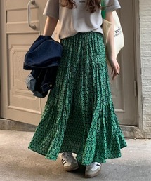 花柄が素敵なグリーンのスカートです❣ 花柄プリーツスカート | axes femme online shop
