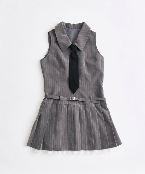 OLIVE des OLIVE ノースリーブワンピース グレー セール】ノースリーブネクタイワンピース（ワンピース）｜OLIVE