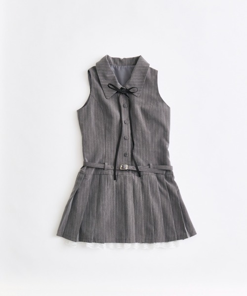 OLIVE des OLIVE ストライプノースリーブワンピース F OLIVE des OLIVE/【OLIVE des OLIVE】フロントZIPキャミワンピ