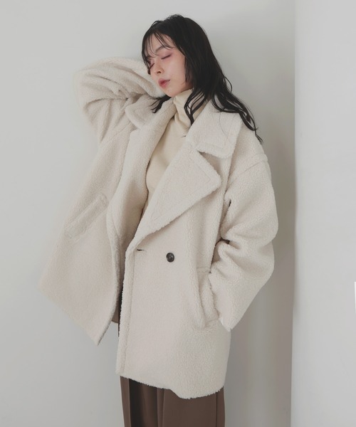 ✩徳子様✩ムートンコート&ラパン後リボンコート テーラードボアミドルコート(ムートンコート)|LIAN(リアン
