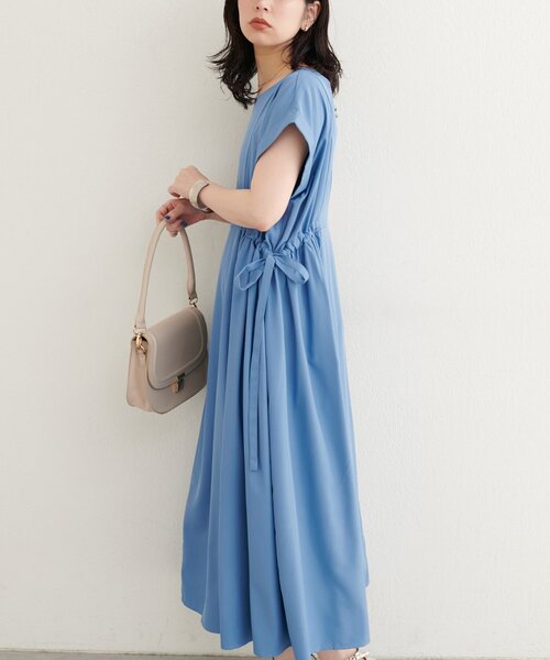 natural couture（ナチュラルクチュール）の「【WEB限定】サイドドロストワンピース（ワンピース・レディース・ブラック/オレンジ/ベージュ/ブルー・FREE）」の3枚目の写真