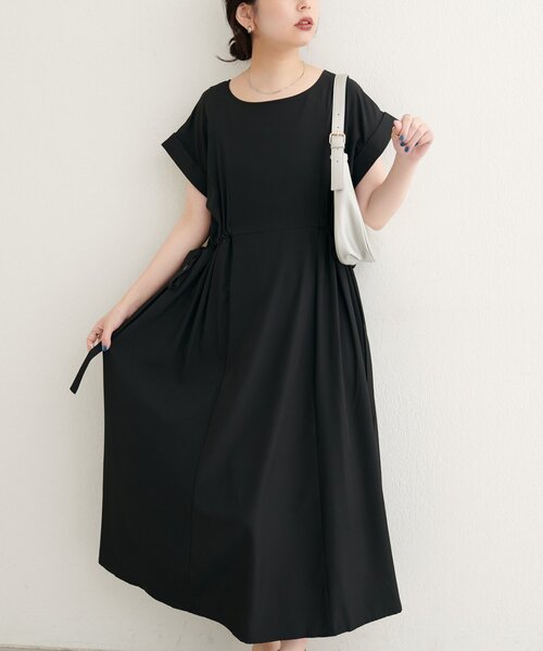 natural couture（ナチュラルクチュール）の「【WEB限定】サイドドロストワンピース（ワンピース・レディース・ブラック/オレンジ/ベージュ/ブルー・FREE）」の2枚目の写真