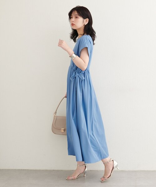 natural couture（ナチュラルクチュール）の「【WEB限定】サイドドロストワンピース（ワンピース・レディース・ブラック/オレンジ/ベージュ/ブルー・FREE）」の21枚目の写真