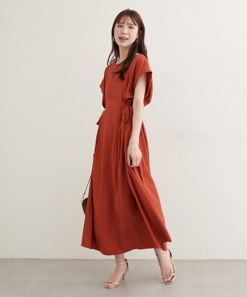 natural couture（ナチュラルクチュール）の「【WEB限定】サイドドロストワンピース（ワンピース・レディース・ブラック/オレンジ/ベージュ/ブルー・FREE）」の7枚目の写真