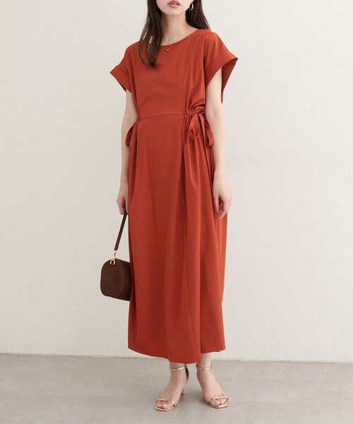 natural couture（ナチュラルクチュール）の「【WEB限定】サイドドロストワンピース（ワンピース・レディース・ブラック/オレンジ/ベージュ/ブルー・FREE）」の8枚目の写真