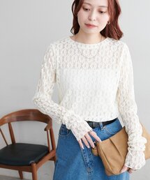 【WEB限定】レースクルーネックプルオー