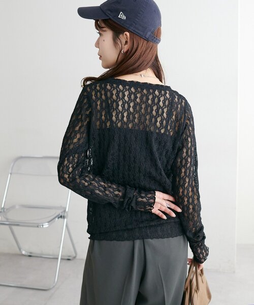 DISCOAT（ディスコート）の「【WEB限定】レースクルーネックプルオー（Tシャツ/カットソー・レディース・ブラウン/ブラック/オフホワイト/アイボリー・FREE）」の20枚目の写真