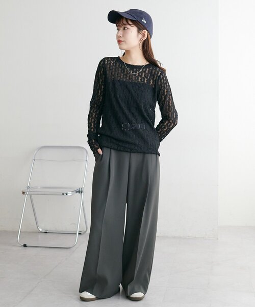DISCOAT（ディスコート）の「【WEB限定】レースクルーネックプルオー（Tシャツ/カットソー・レディース・ブラウン/ブラック/オフホワイト/アイボリー・FREE）」の21枚目の写真