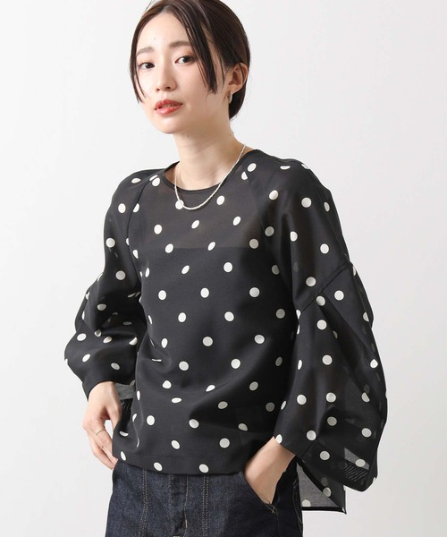 Gready Brilliant（グレディブリリアン）の「Ｄｏｔランタンスリーブブラウス（シャツ/ブラウス・レディース・ホワイト×ブラック/ブラック×ホワイト・FREE）」の16枚目の写真