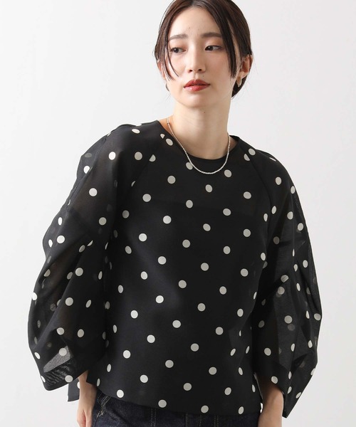 Gready Brilliant（グレディブリリアン）の「Ｄｏｔランタンスリーブブラウス（シャツ/ブラウス・レディース・ホワイト×ブラック/ブラック×ホワイト・FREE）」の19枚目の写真