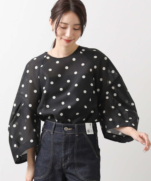 Gready Brilliant（グレディブリリアン）の「Ｄｏｔランタンスリーブブラウス（シャツ/ブラウス・レディース・ホワイト×ブラック/ブラック×ホワイト・FREE）」の22枚目の写真