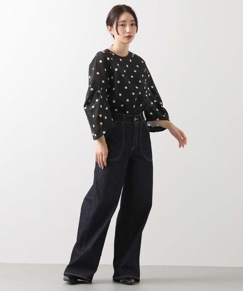 Gready Brilliant（グレディブリリアン）の「Ｄｏｔランタンスリーブブラウス（シャツ/ブラウス・レディース・ホワイト×ブラック/ブラック×ホワイト・FREE）」の12枚目の写真