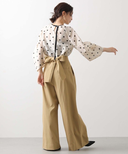 Gready Brilliant（グレディブリリアン）の「Ｄｏｔランタンスリーブブラウス（シャツ/ブラウス・レディース・ホワイト×ブラック/ブラック×ホワイト・FREE）」の5枚目の写真