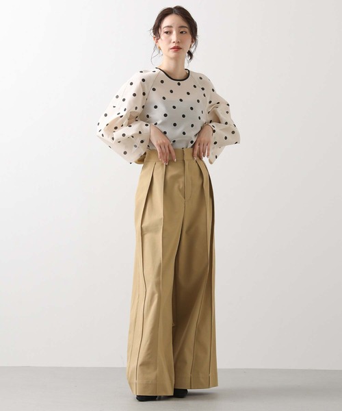 Gready Brilliant（グレディブリリアン）の「Ｄｏｔランタンスリーブブラウス（シャツ/ブラウス・レディース・ホワイト×ブラック/ブラック×ホワイト・FREE）」の6枚目の写真