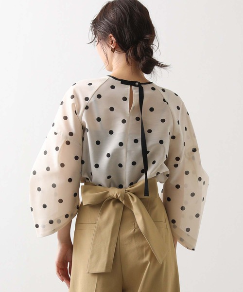 Gready Brilliant（グレディブリリアン）の「Ｄｏｔランタンスリーブブラウス（シャツ/ブラウス・レディース・ホワイト×ブラック/ブラック×ホワイト・FREE）」の9枚目の写真