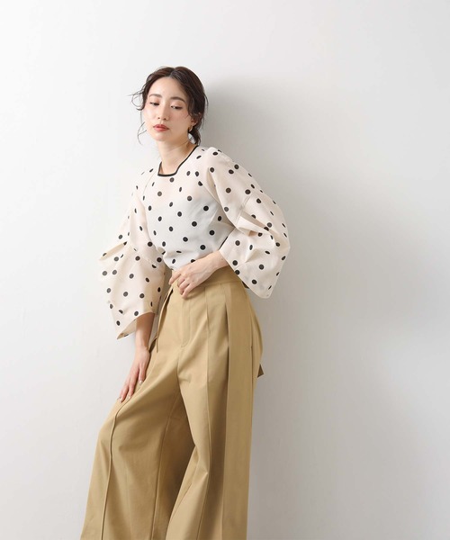 Gready Brilliant（グレディブリリアン）の「Ｄｏｔランタンスリーブブラウス（シャツ/ブラウス・レディース・ホワイト×ブラック/ブラック×ホワイト・FREE）」の11枚目の写真