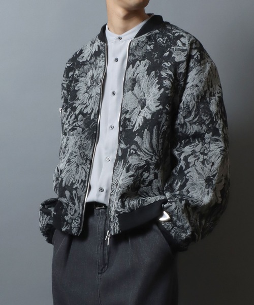 ANPAS(アンパス)の「Monotone Gobelin Weaving Flower Pattern MA-1/モノトーン ゴブラン織り フラワー 総柄 MA-1 ブルゾン メンズ レディース セットアップ対応商品(MA-1・メンズ・グレー/ブラック・L/M)」の15枚目の写真