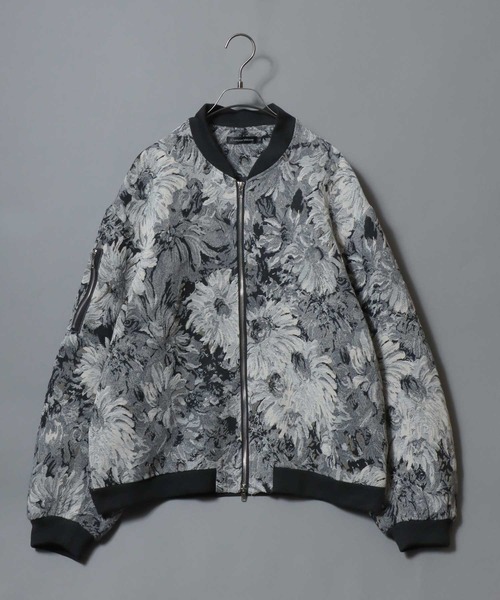 ANPAS(アンパス)の「Monotone Gobelin Weaving Flower Pattern MA-1/モノトーン ゴブラン織り フラワー 総柄 MA-1 ブルゾン メンズ レディース セットアップ対応商品(MA-1・メンズ・グレー/ブラック・L/M)」の6枚目の写真