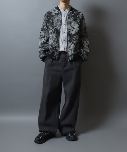 ANPAS(アンパス)の「Monotone Gobelin Weaving Flower Pattern MA-1/モノトーン ゴブラン織り フラワー 総柄 MA-1 ブルゾン メンズ レディース セットアップ対応商品(MA-1・メンズ・グレー/ブラック・L/M)」の18枚目の写真