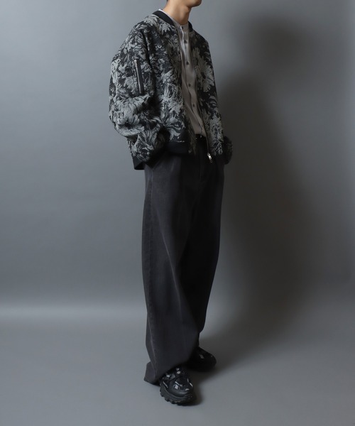 ANPAS(アンパス)の「Monotone Gobelin Weaving Flower Pattern MA-1/モノトーン ゴブラン織り フラワー 総柄 MA-1 ブルゾン メンズ レディース セットアップ対応商品(MA-1・メンズ・グレー/ブラック・L/M)」の20枚目の写真