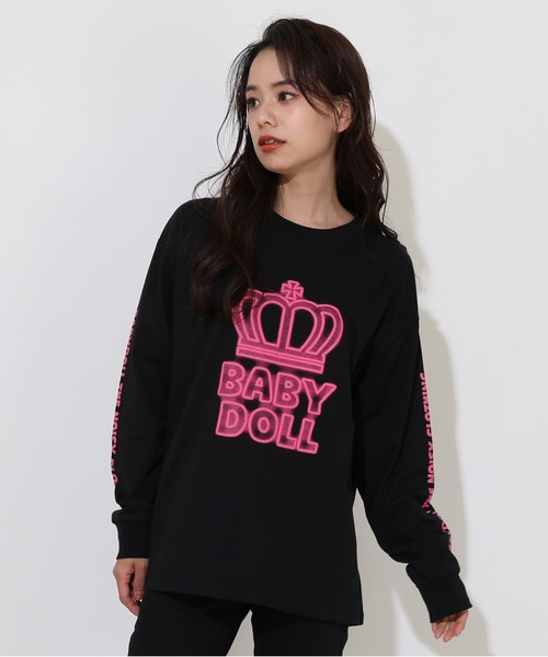 BABYDOLL(ベビードール)の「親子お揃い BIGネオン発泡プリントロンT 1056A(Tシャツ/カットソー・レディース・ホワイト/ブラック/ホワイト系その他・S/M/L/XL)」の3枚目の写真
