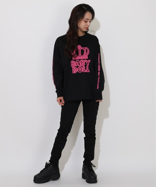 BABYDOLL(ベビードール)の「親子お揃い BIGネオン発泡プリントロンT 1056A(Tシャツ/カットソー・レディース・ホワイト/ブラック/ホワイト系その他・S/M/L/XL)」の8枚目の写真
