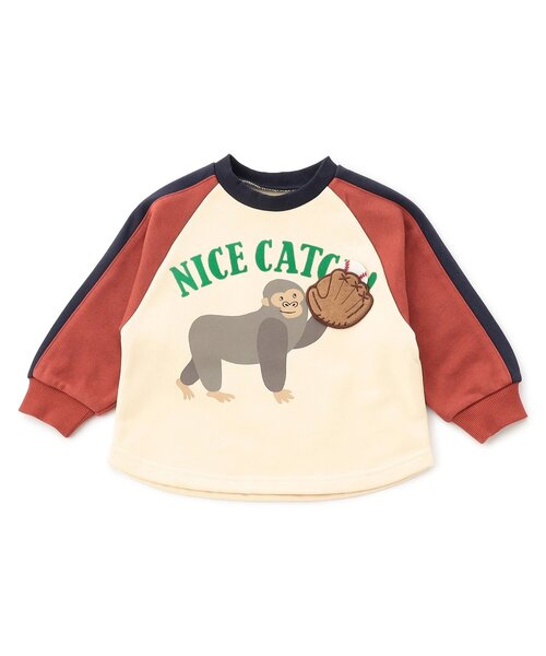 BIT'Z(ビッツ)の「【知育】ゾウとゴリラのスポーツプリントトレーナー(スウェット・キッズ・マスタード/レンガ・80/90/95/100/110/120)」の2枚目の写真