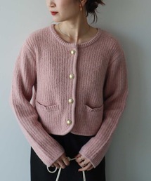 カーディガン/ボレロ（ピンク/桃色系・ウール・ニット）ファッション